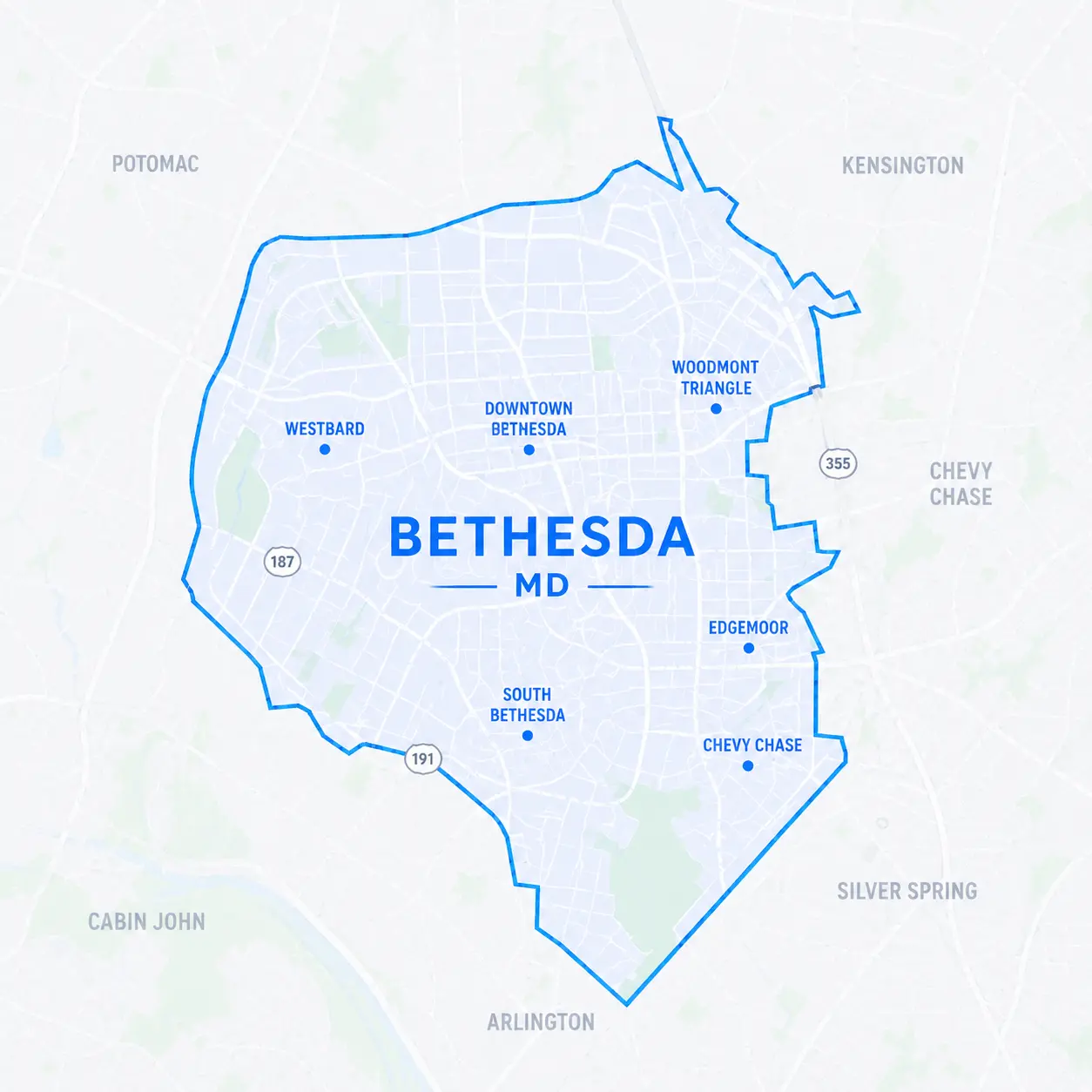 map of bethesda and neighborhoods