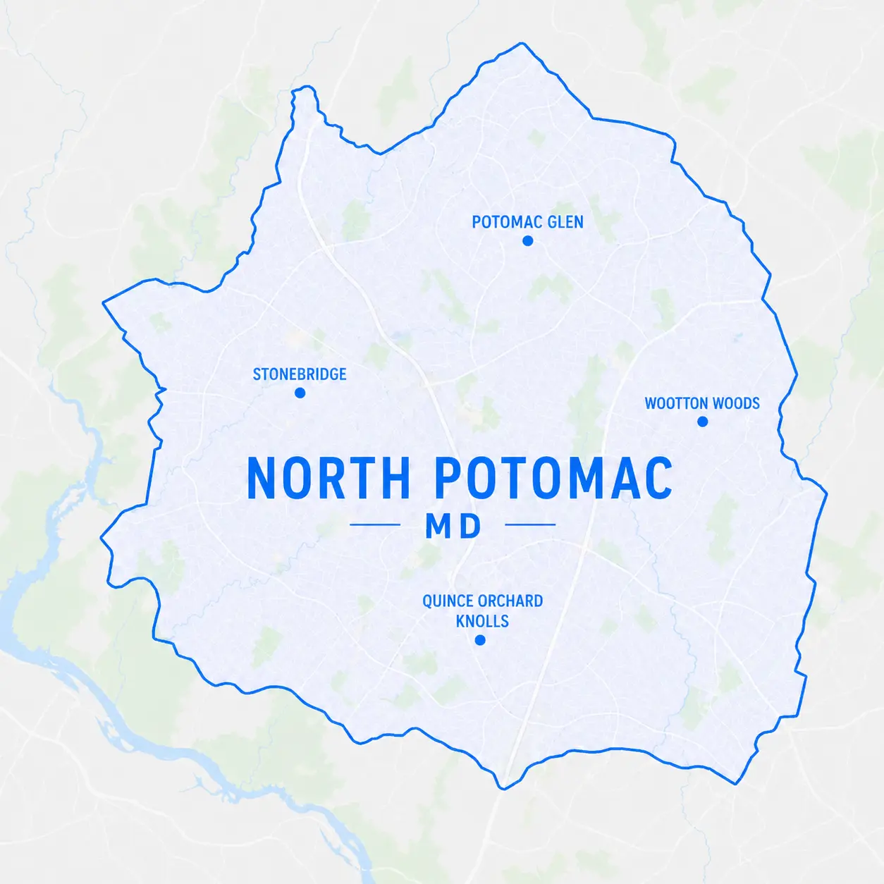 map of North Potomac and neighborhoods